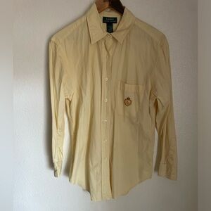 Lauren Ralph Lauren women’s butter yellow button up shirt